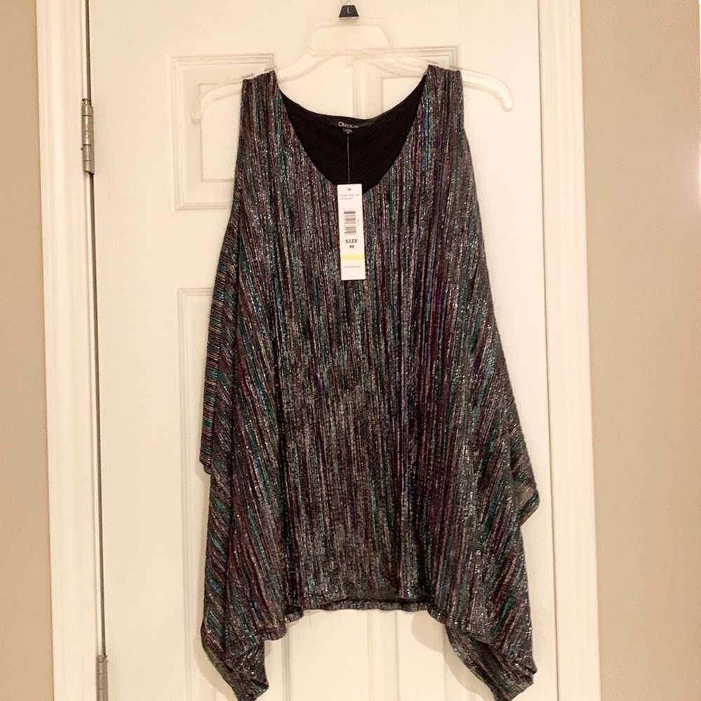Onyx nite. Shimmer. cold shoulder blouse size medium NWT
